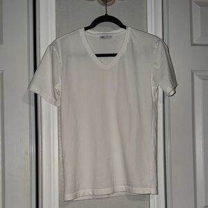 Zara Cream V-Neck Tee